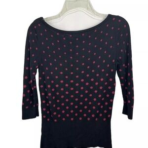 WHITE HOUSE BLACK MARKET Two Way Interchangeable Sweater XS Black Pink Polka Dot